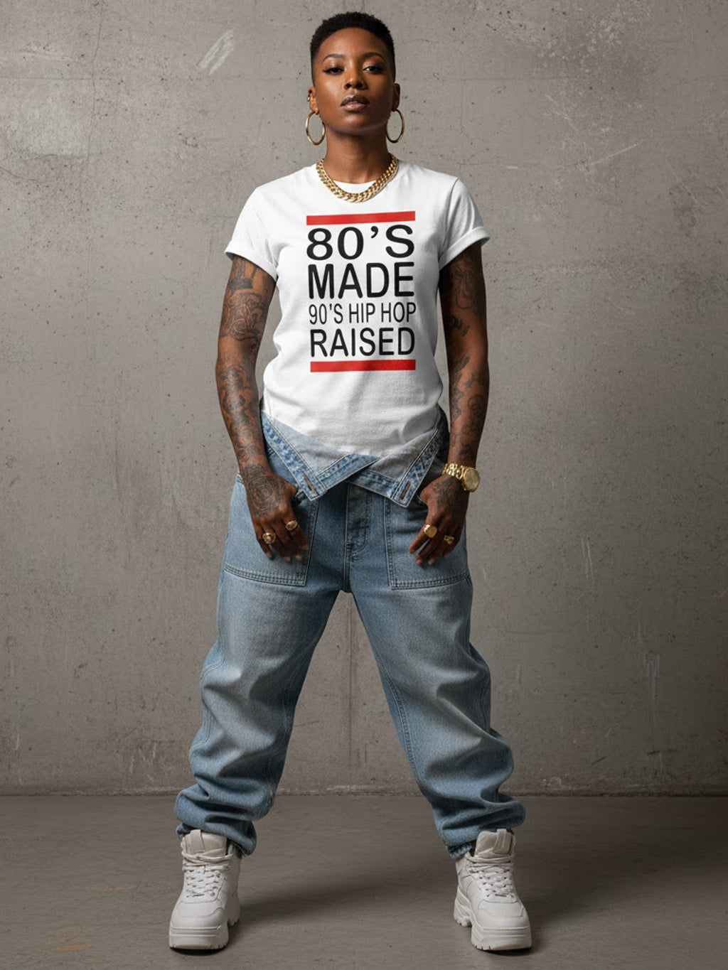 100% Cotton Unisex "80'S MADE 90'S HIP HOP RAISED" Graphic T-Shirt | Vintage Retro Music Streetwear Tee