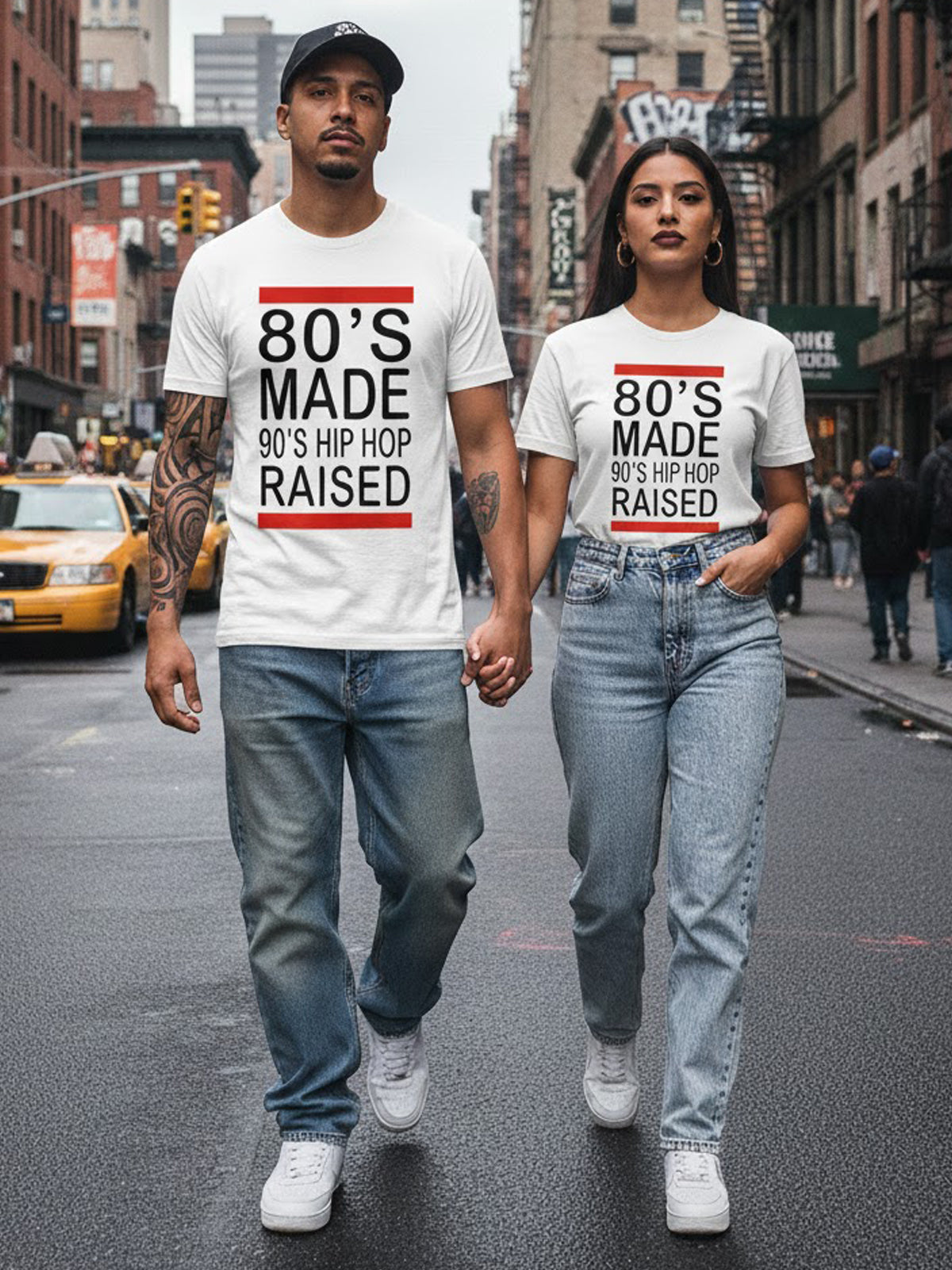 100% Cotton Unisex "80'S MADE 90'S HIP HOP RAISED" Graphic T-Shirt | Vintage Retro Music Streetwear Tee