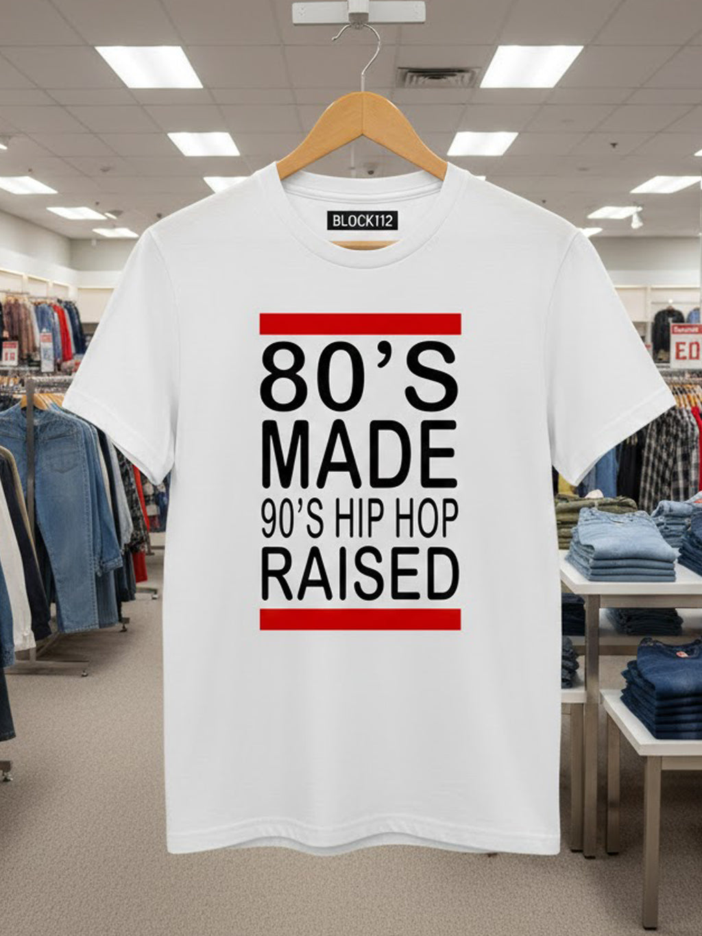 100% Cotton Unisex "80'S MADE 90'S HIP HOP RAISED" Graphic T-Shirt | Vintage Retro Music Streetwear Tee