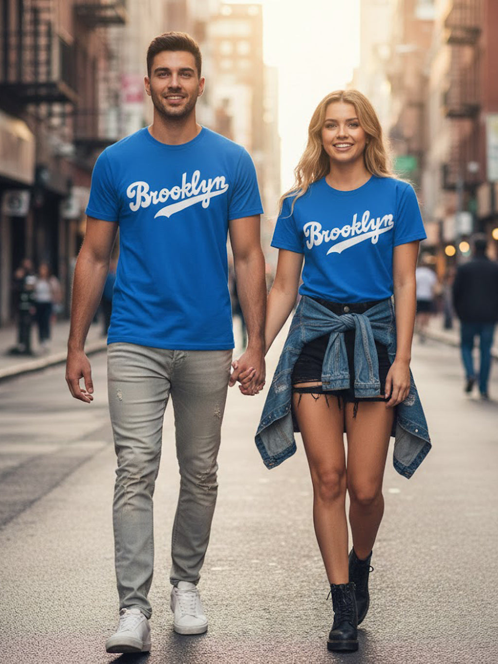 Product Title: BLOCK112 Vintage Brooklyn Script 100% Cotton Tee - Royal Blue