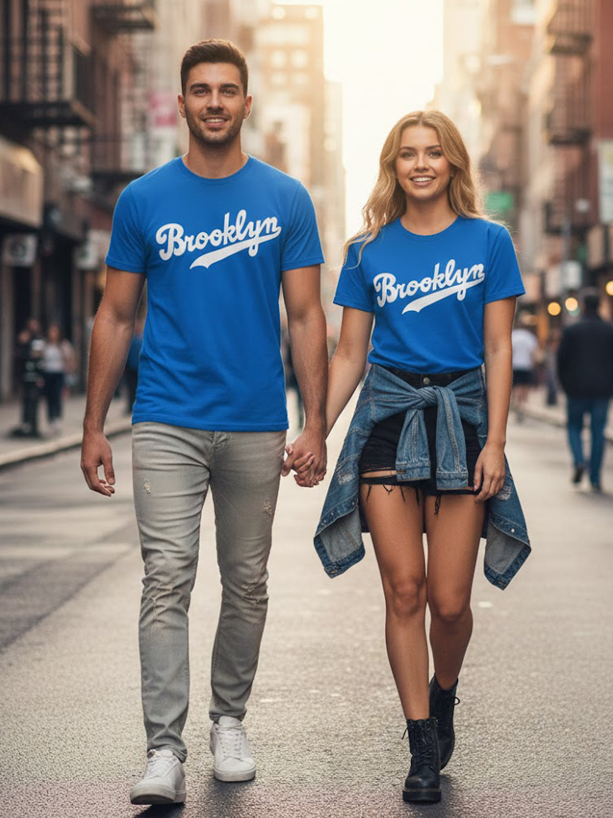 Product Title: BLOCK112 Vintage Brooklyn Script 100% Cotton Tee - Royal Blue