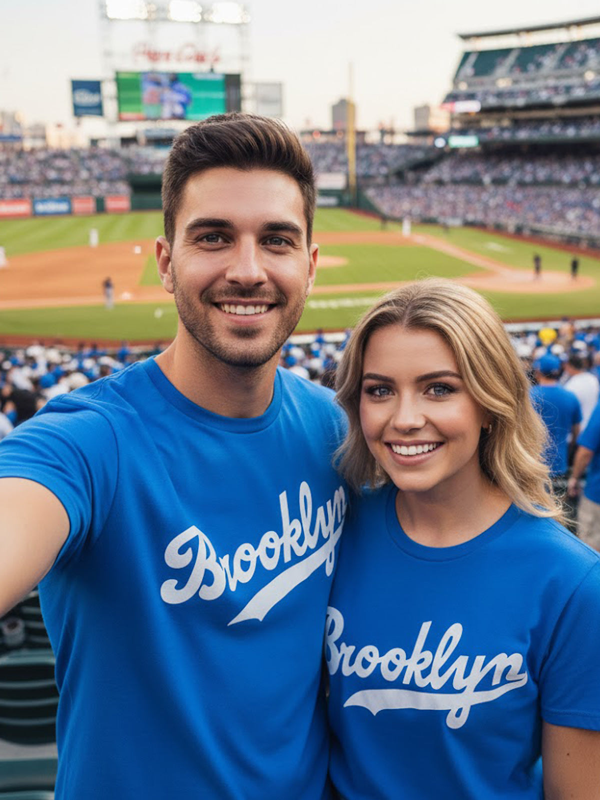 Product Title: BLOCK112 Vintage Brooklyn Script 100% Cotton Tee - Royal Blue