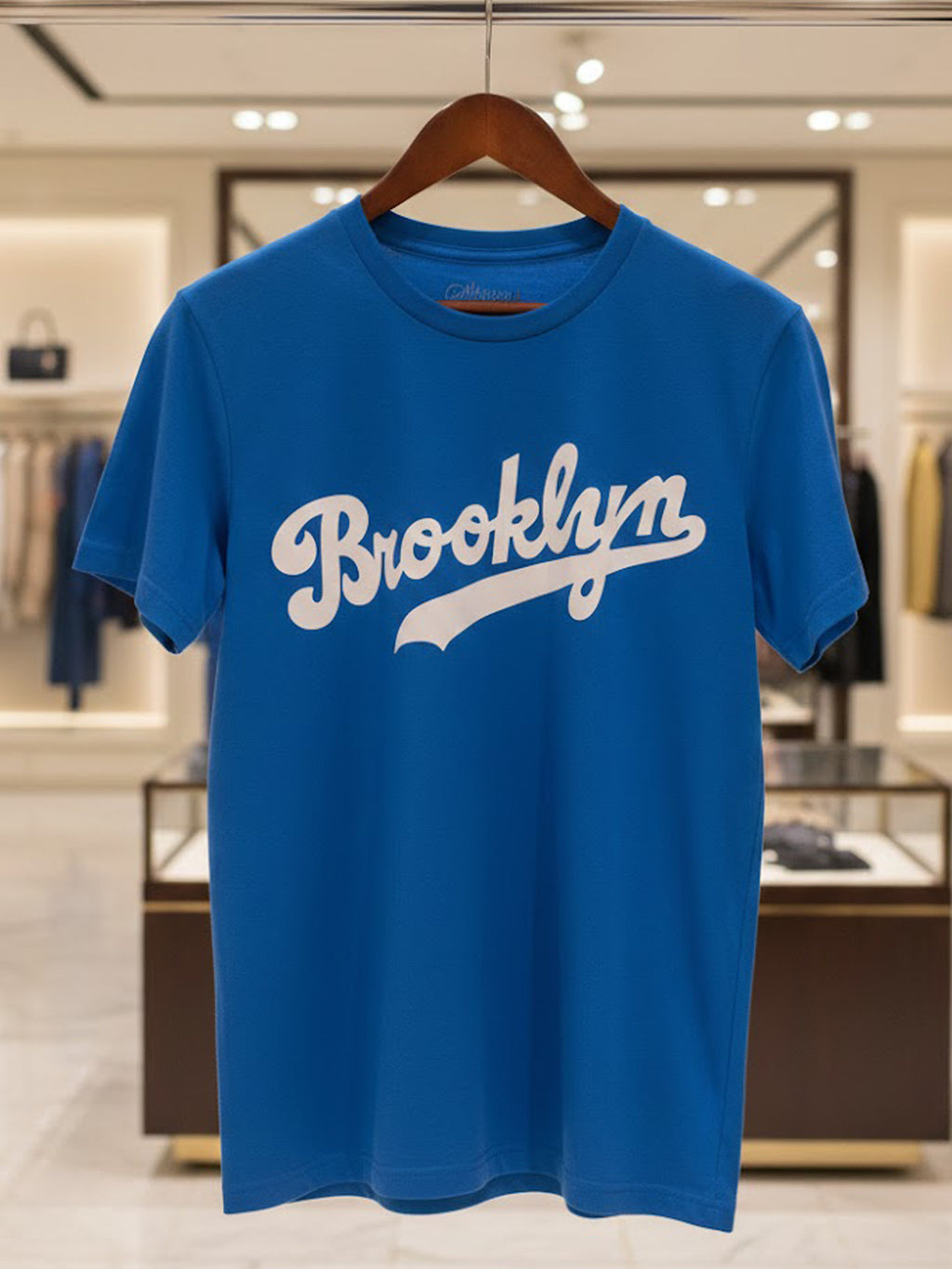 Product Title: BLOCK112 Vintage Brooklyn Script 100% Cotton Tee - Royal Blue