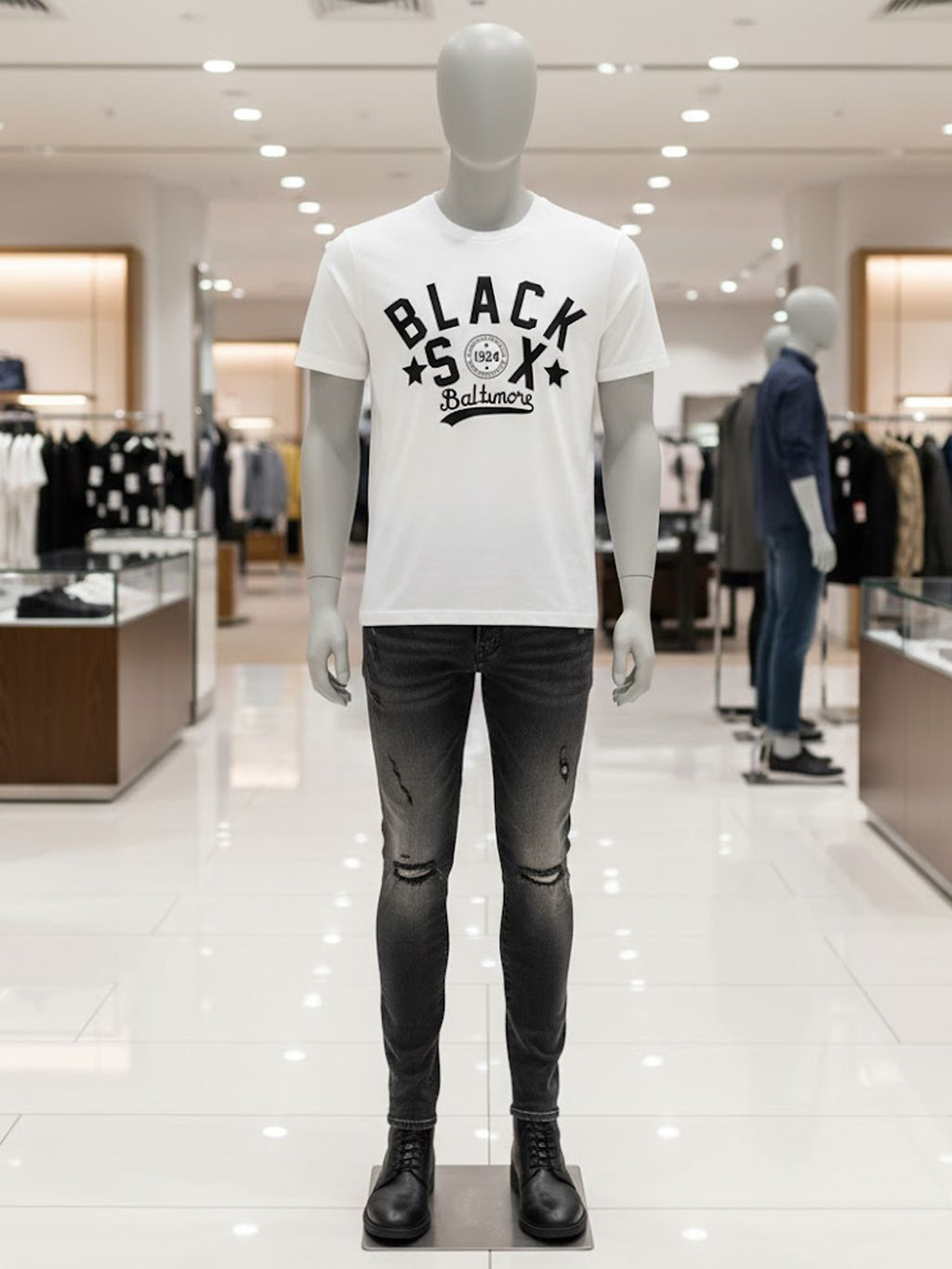 Product Title: BLOCK112 Vintage Baltimore Black Sox 100% Cotton Tee - White / Black