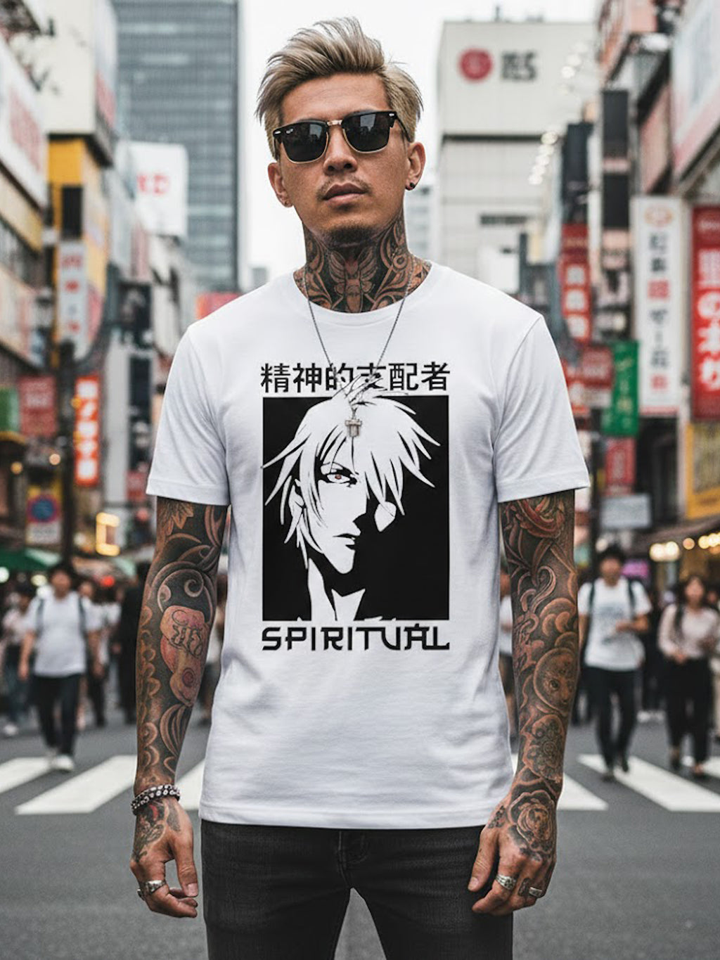 100% Cotton "Spiritual Ruler" Anime Aesthetic Graphic T-Shirt