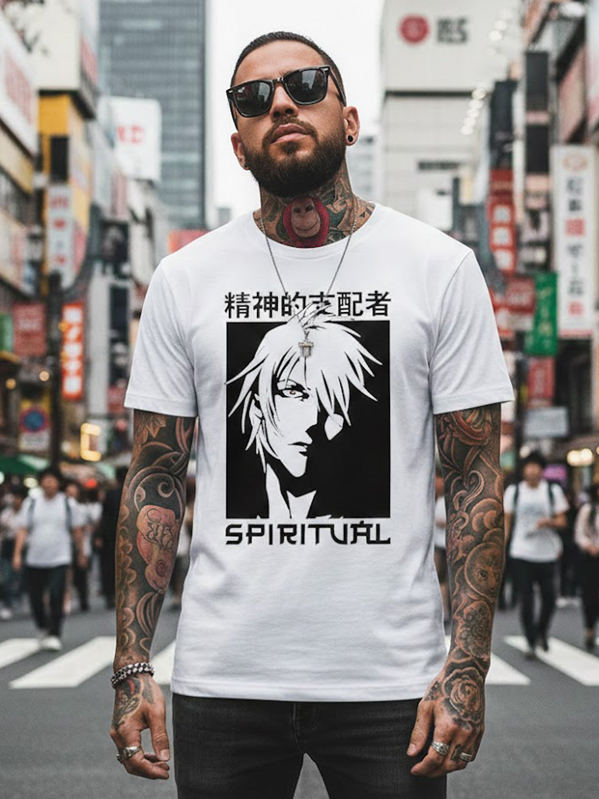 100% Cotton "Spiritual Ruler" Anime Aesthetic Graphic T-Shirt