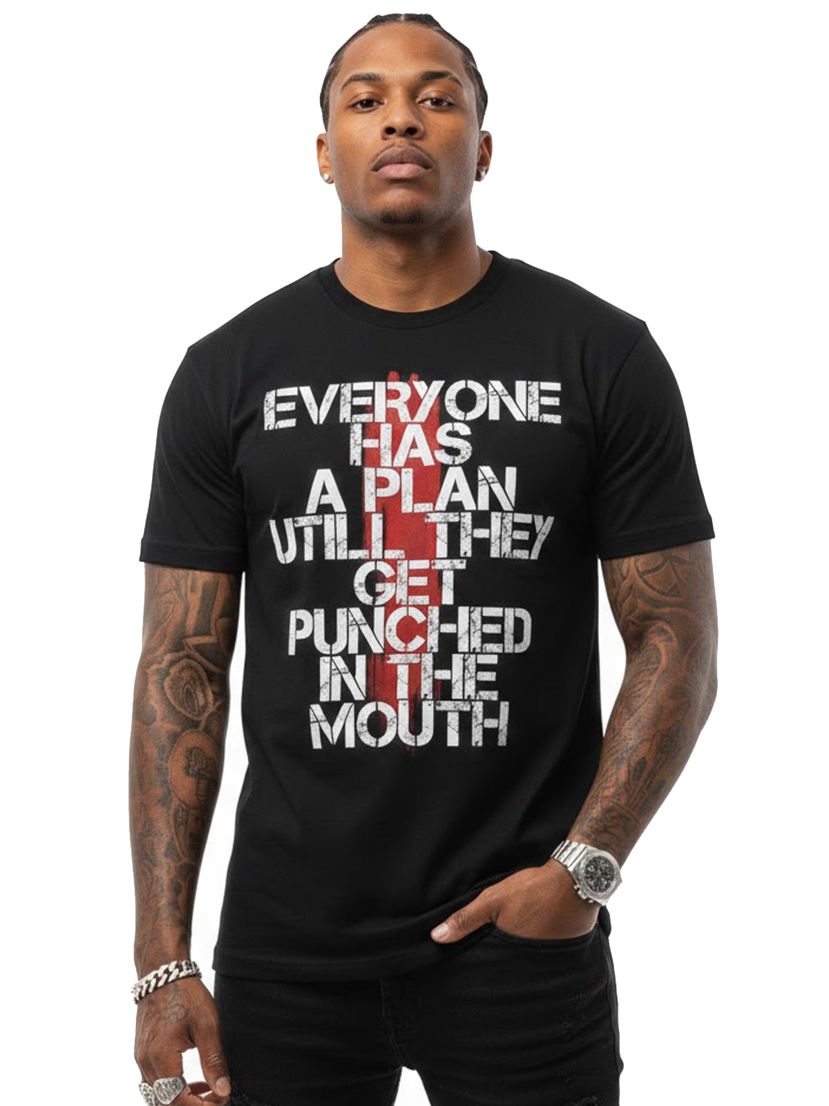 100% Cotton Unisex "Everyone Has A Plan" Quote Graphic T-Shirt | Boxing Streetwear Tee