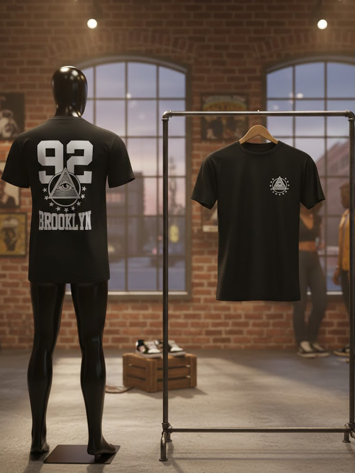 100% Cotton "Brooklyn 92" Eye of Providence Graphic T-Shirt