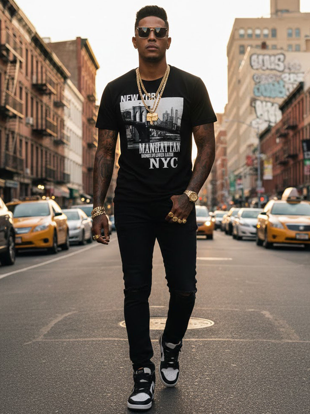 100% Cotton Unisex "New York Manhattan NYC" Photo Graphic T-Shirt | Urban Skyline Streetwear Tee