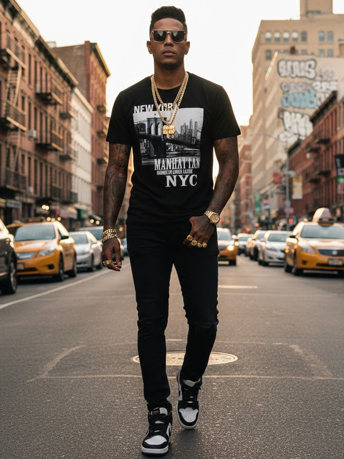 100% Cotton Unisex "New York Manhattan NYC" Photo Graphic T-Shirt | Urban Skyline Streetwear Tee