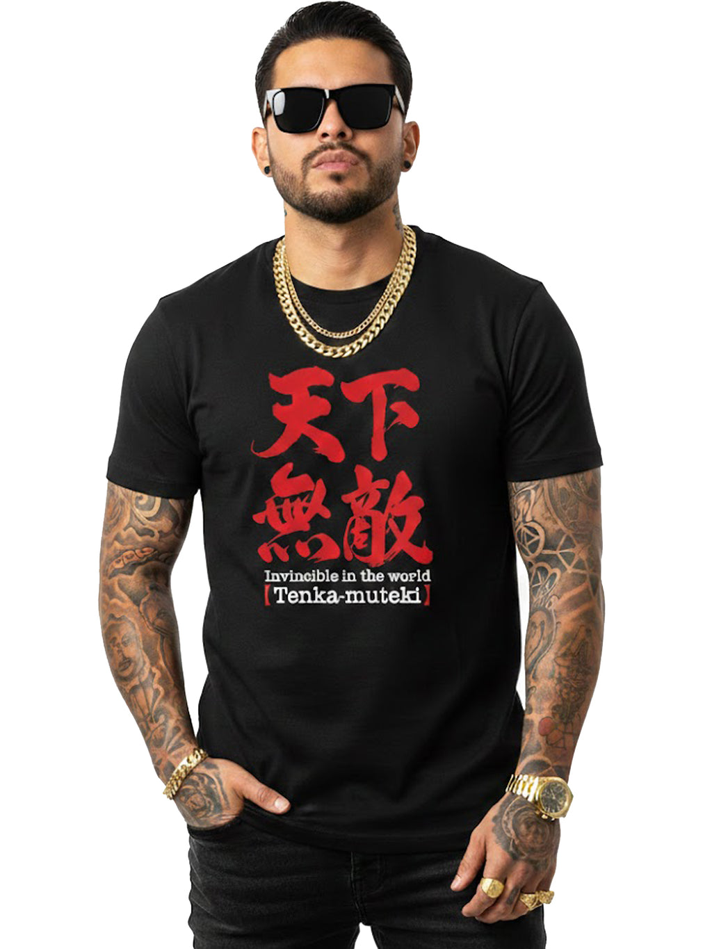 100% Cotton "Tenka-Muteki" Invincible Graphic T-Shirt - Black