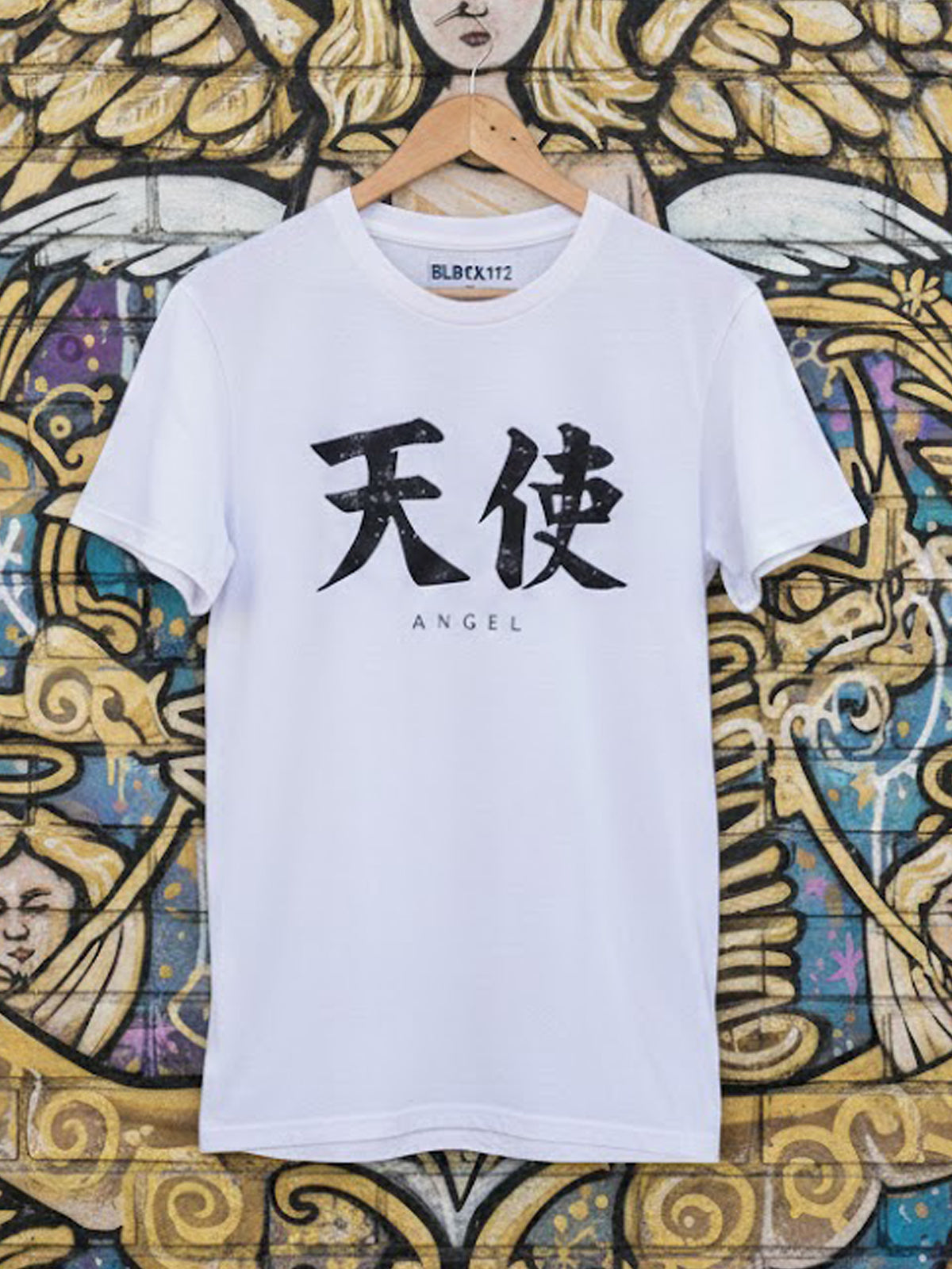 100% Cotton Unisex "ANGEL" Kanji Graphic T-Shirt | Vintage Distressed Streetwear Tee