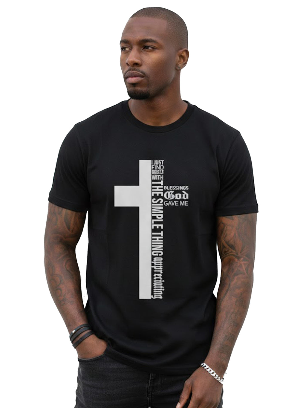 100% Cotton The Simple Thing (Cross)" Faith Graphic T-Shirt
