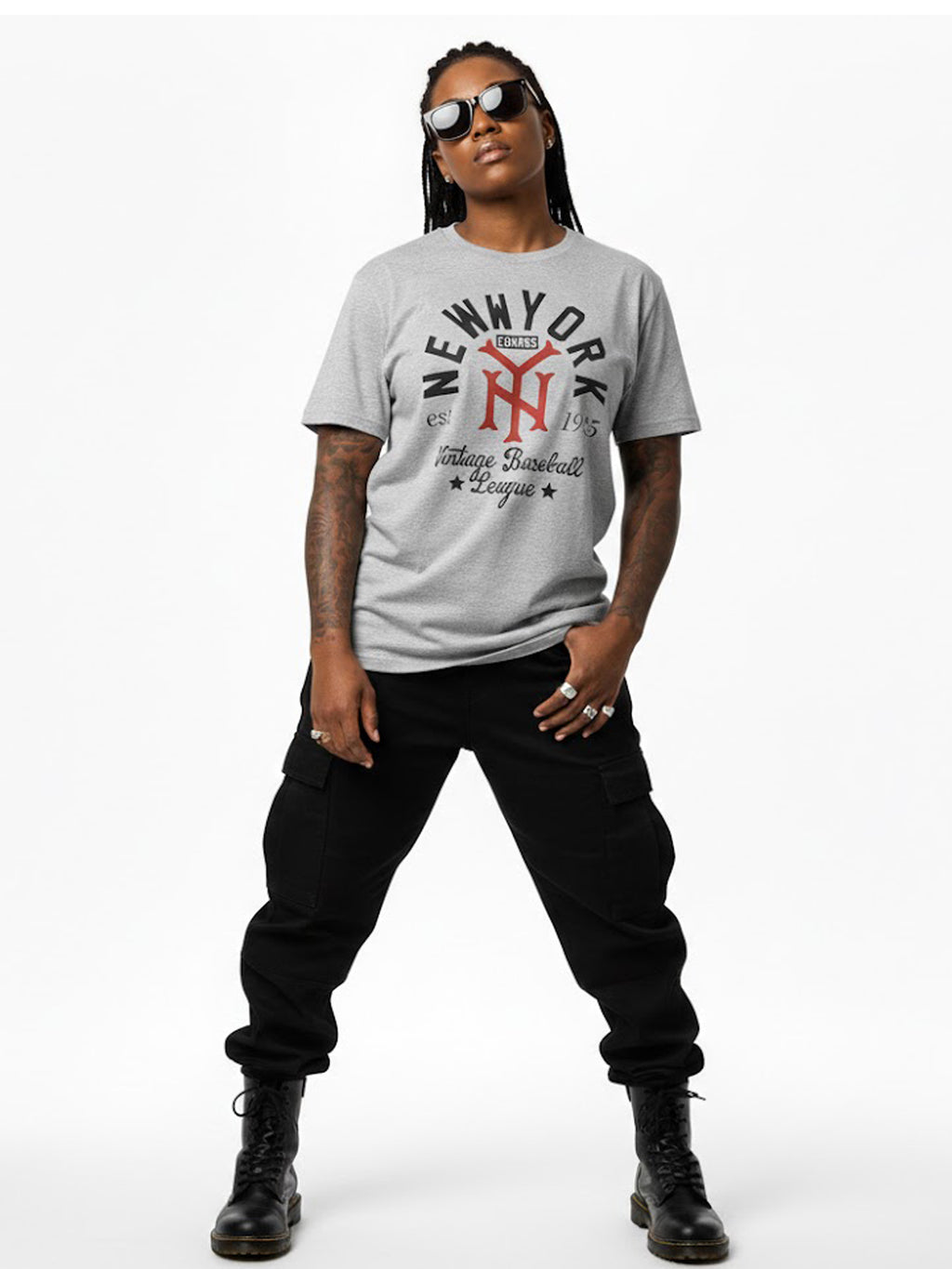 Product Title: BLOCK112 Vintage New York Cubans 1935 100% Cotton Tee - Heather Grey