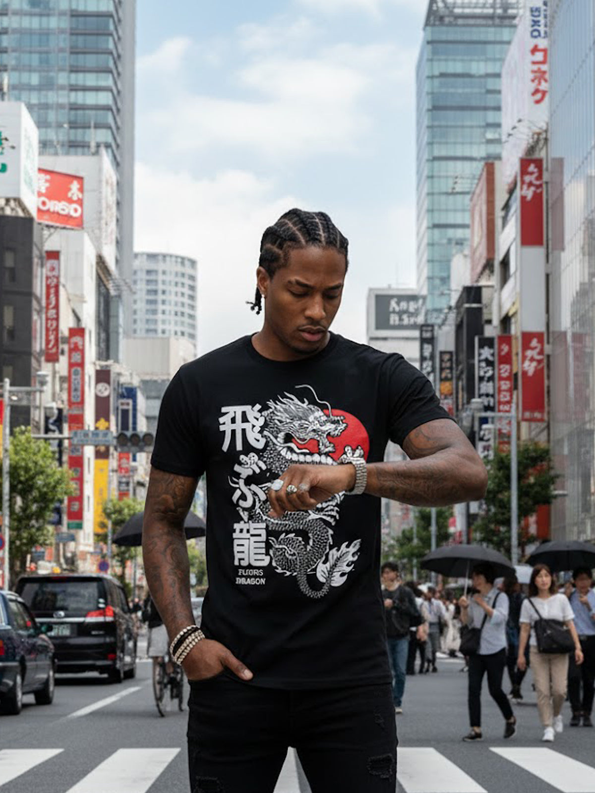 100% Cotton "Flying Dragon" Japanese Art Graphic T-Shirt