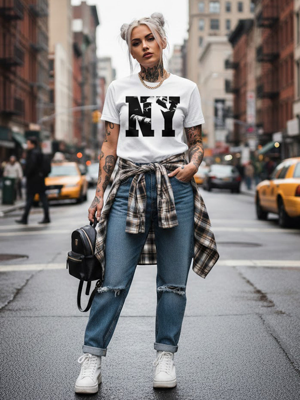 100% Cotton Unisex "NY" Photo-Fill Graphic T-Shirt | Urban Streetwear Tee