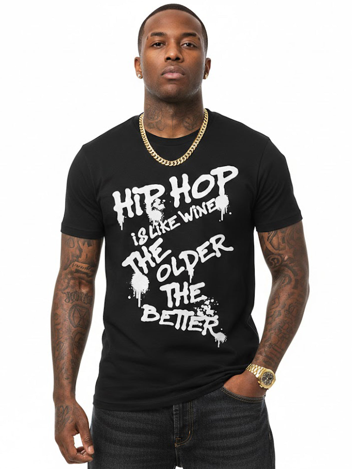 100% Cotton Unisex "Hip Hop Is Like Wine" Graffiti Graphic T-Shirt | Vintage Hip-Hop Streetwear Tee