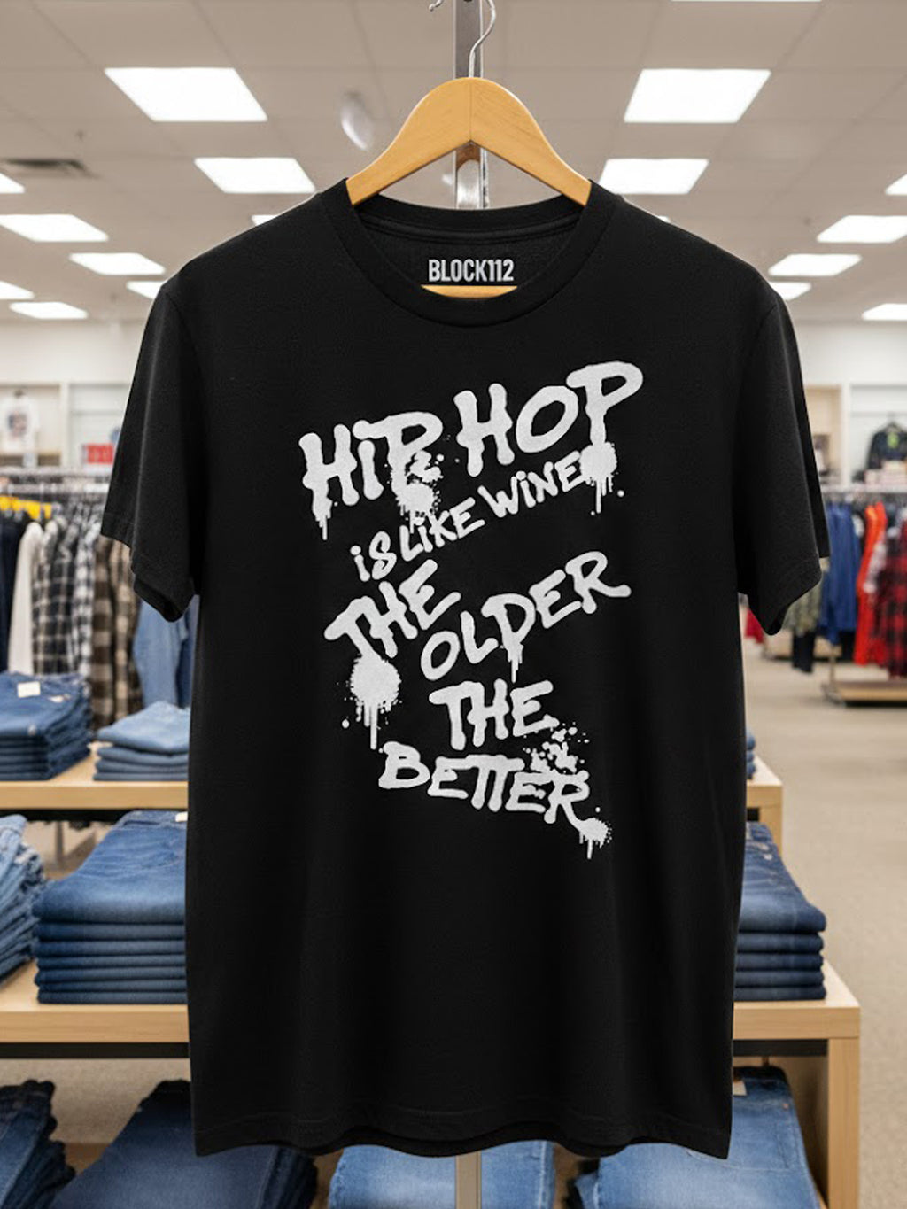 100% Cotton Unisex "Hip Hop Is Like Wine" Graffiti Graphic T-Shirt | Vintage Hip-Hop Streetwear Tee