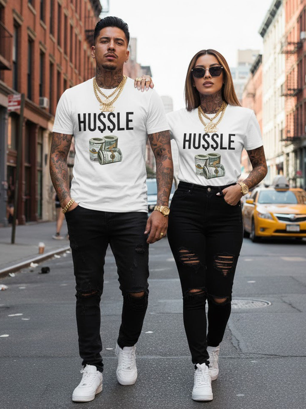 100% Cotton "HUSSLE" Money Stack Graphic T-Shirt