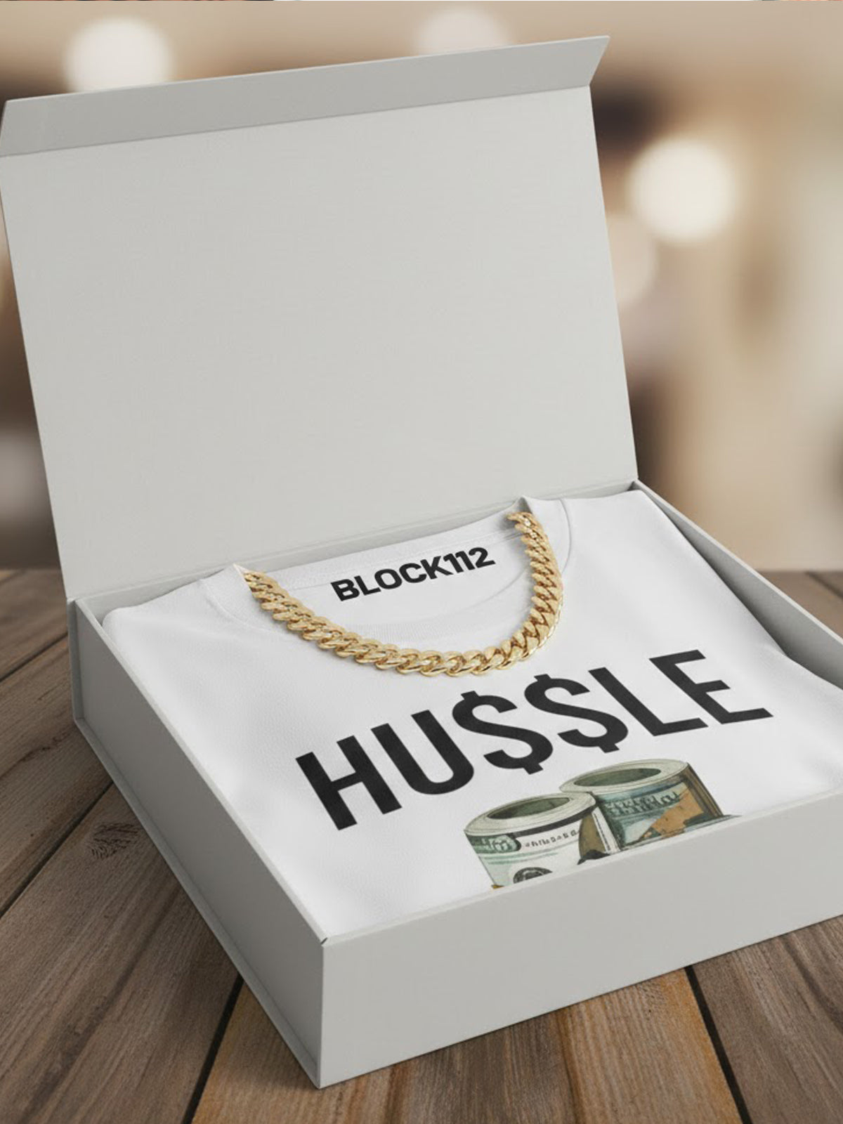 100% Cotton "HUSSLE" Money Stack Graphic T-Shirt