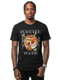 100% Cotton "Forever Young" Traditional Japanese Tiger Tattoo Graphic T-Shirt