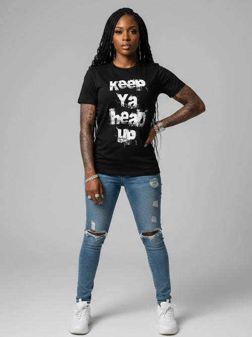 100% Cotton "Keep Ya Head Up" Grunge Graphic T-Shirt