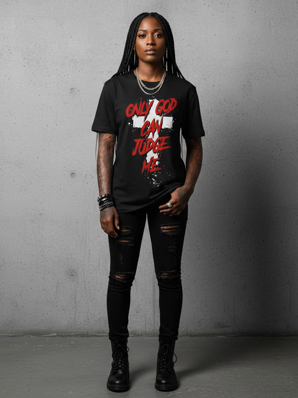 100% Cotton "Only God Can Judge Me" Cross Graphic T-Shirt