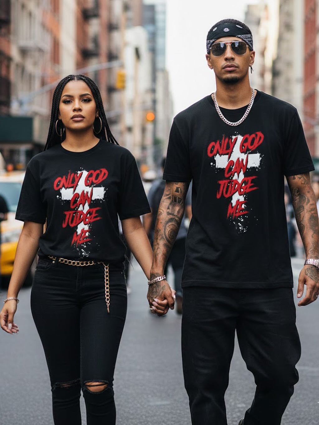 100% Cotton "Only God Can Judge Me" Cross Graphic T-Shirt