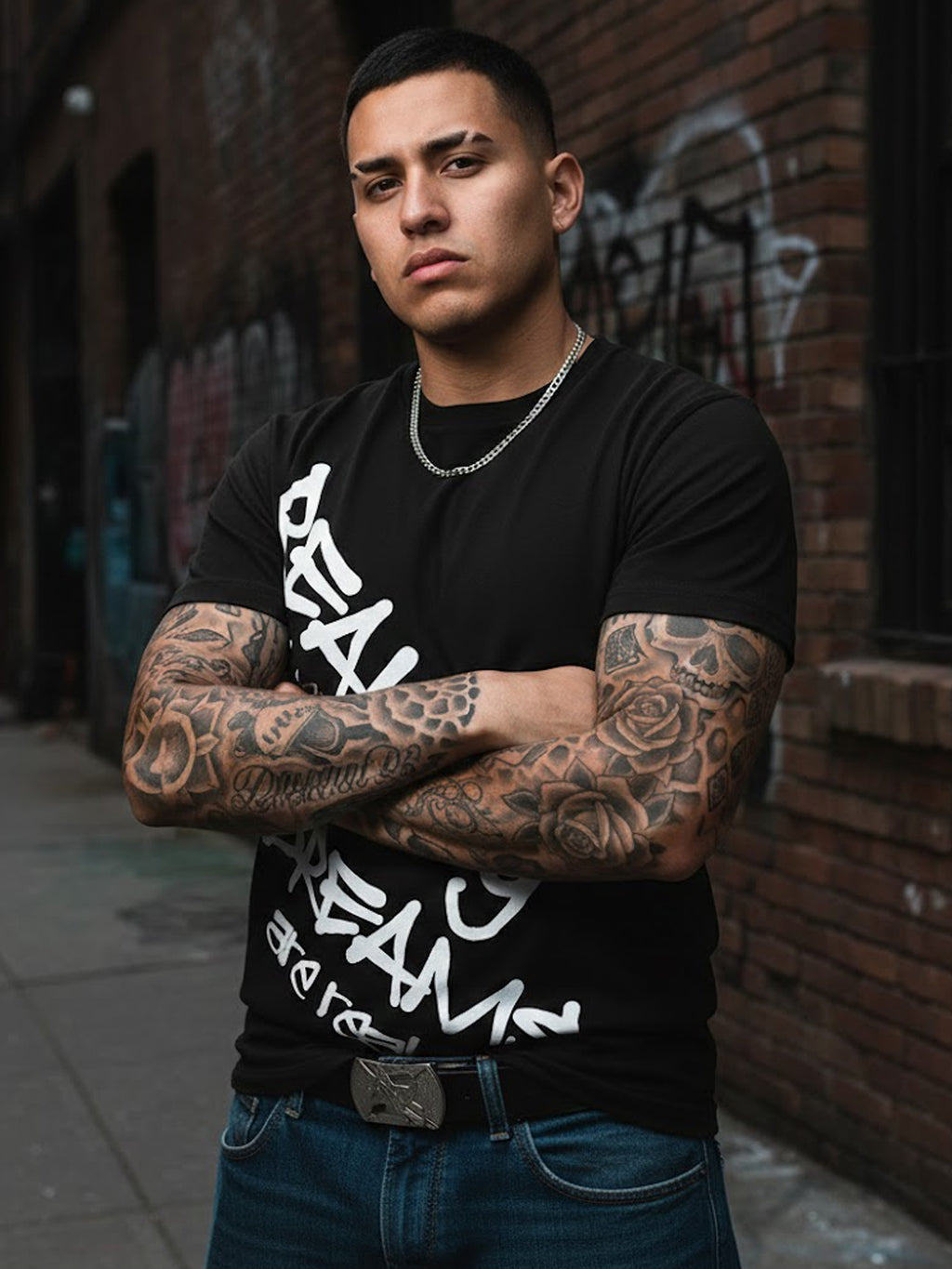 Product Title: BLOCK112 "Reality is Wrong Dreams are Real" Graffiti 100% Cotton Tee - Black / White