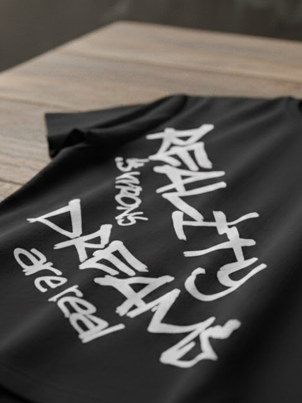 Product Title: BLOCK112 "Reality is Wrong Dreams are Real" Graffiti 100% Cotton Tee - Black / White