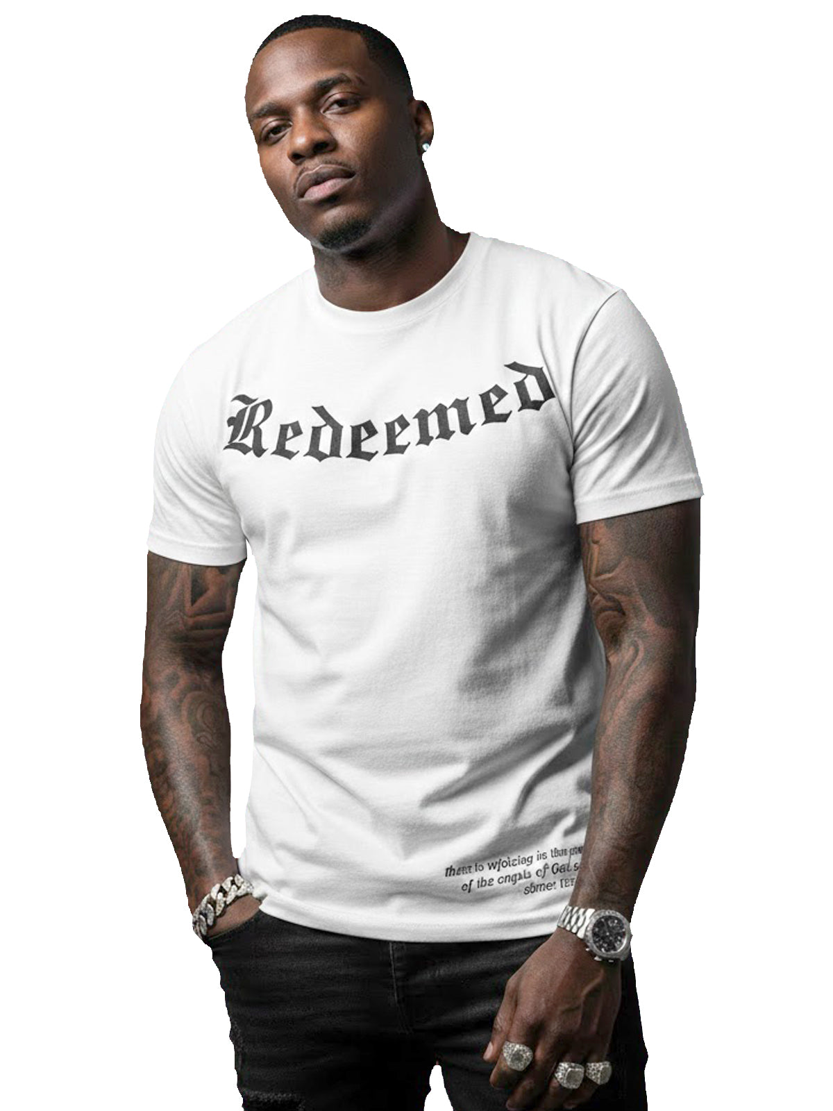 100% Cotton "Redeemed" Old English Graphic T-Shirt