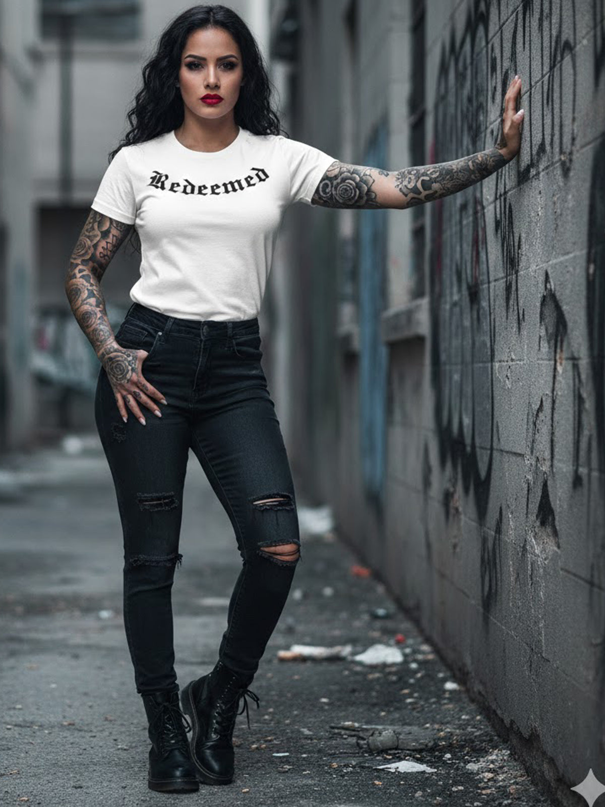 100% Cotton "Redeemed" Old English Graphic T-Shirt