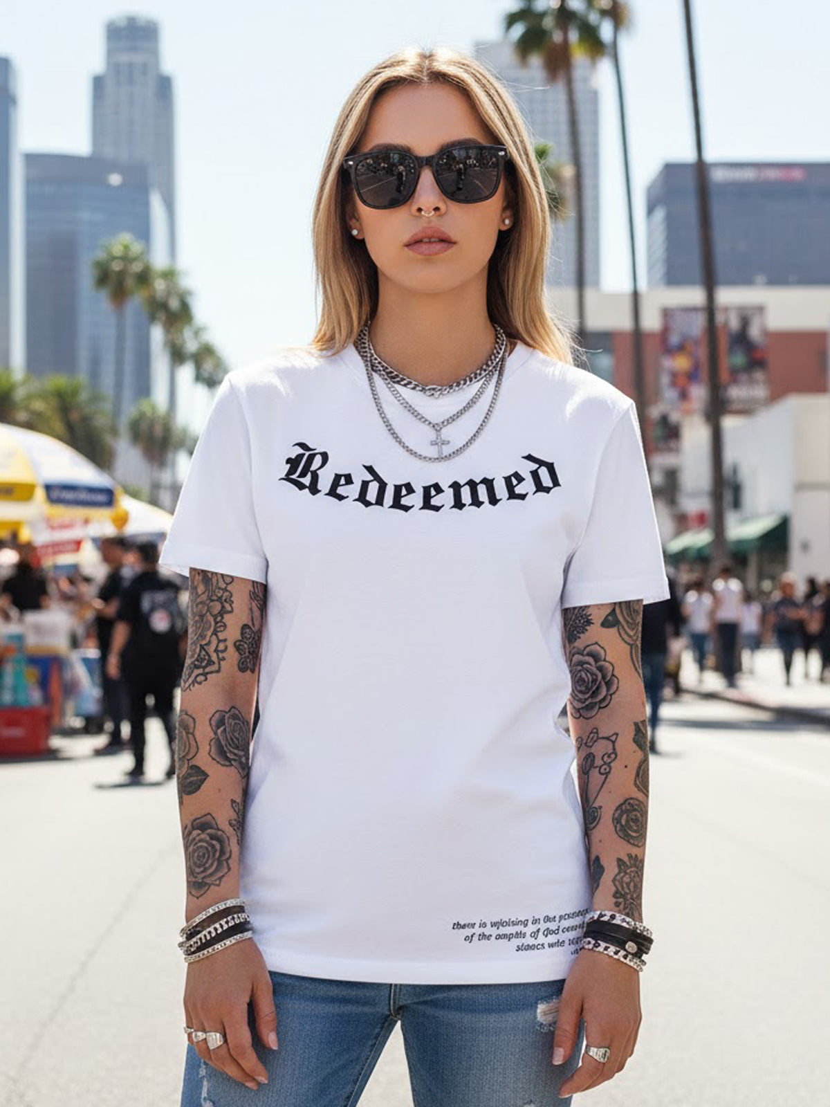 100% Cotton "Redeemed" Old English Graphic T-Shirt