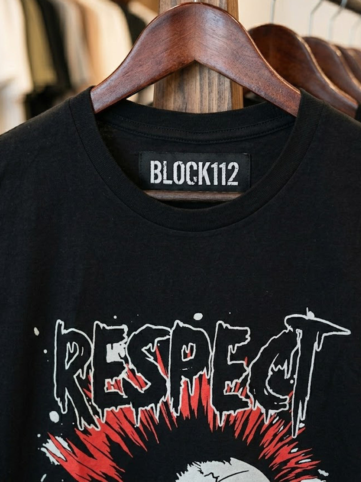 Product Title: BLOCK112 "Respect Yourself" Punk Skull Graffiti 100% Cotton Tee - Black