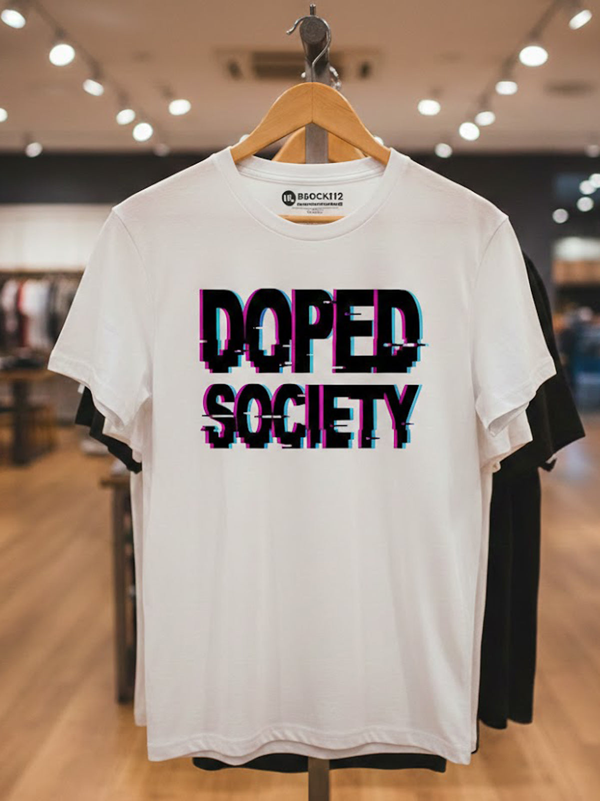 100% Cotton Unisex "DOPED SOCIETY" Glitch Graphic T-Shirt | Modern Cyberpunk Streetwear Tee