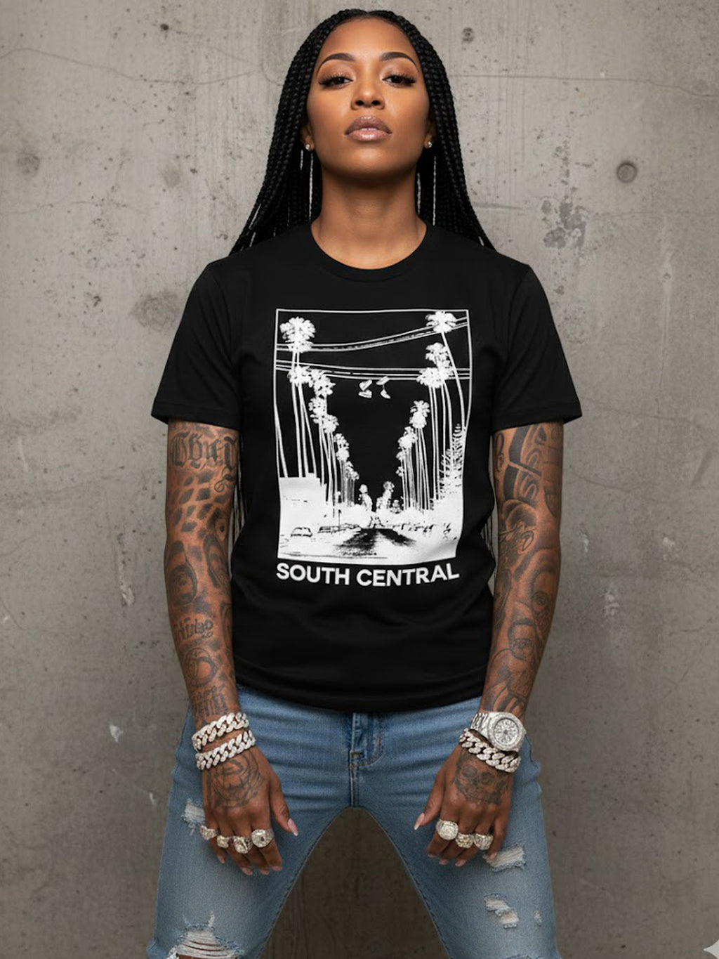 100% Cotton Unisex "SOUTH CENTRAL" Palm Street Graphic T-Shirt | Vintage LA Streetwear Tee