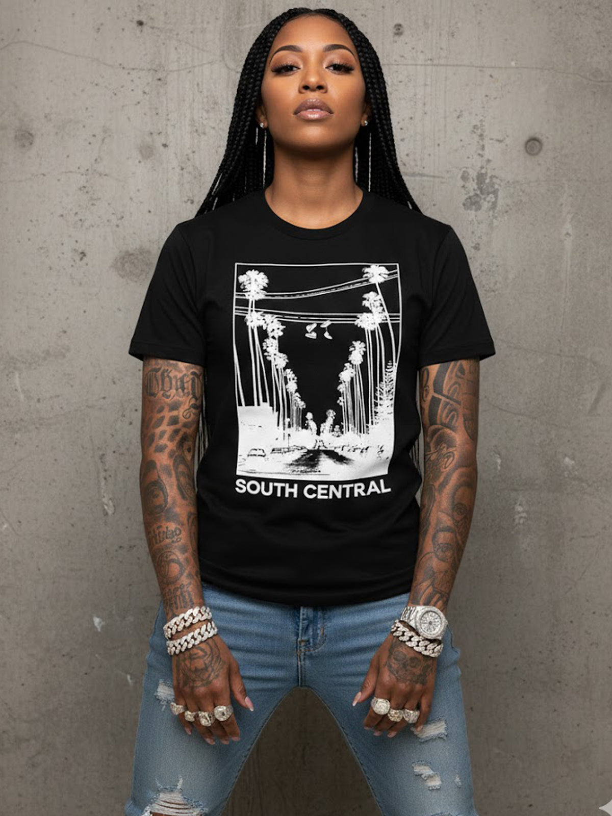 100% Cotton Unisex "SOUTH CENTRAL" Palm Street Graphic T-Shirt | Vintage LA Streetwear Tee