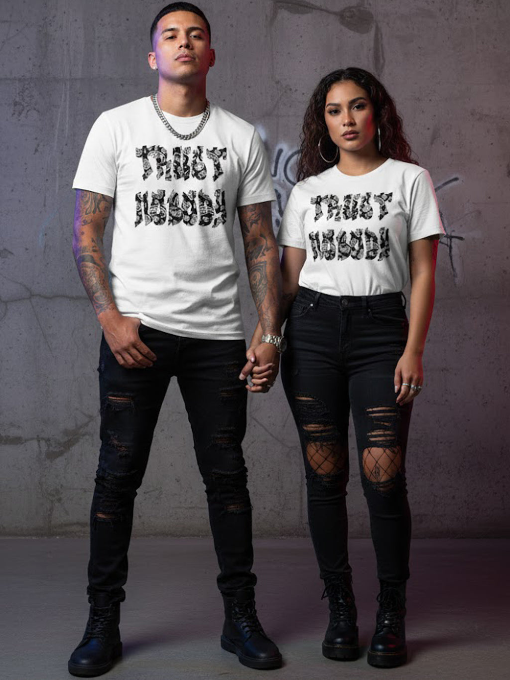 100% Cotton Unisex "TRUST NOBODY" Paisley Bandana Graphic T-Shirt | Chicano Streetwear Tee