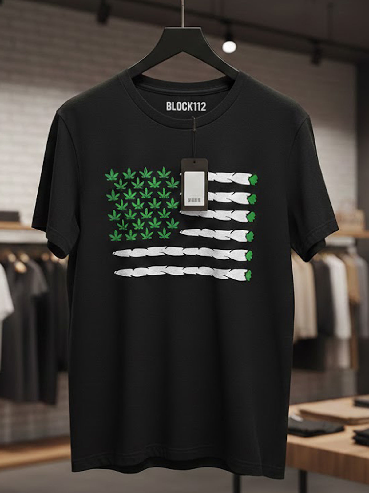 100% Cotton Unisex Cannabis American Flag Graphic T-Shirt | Weed Leaf &amp; Joint Graphic Streetwear Tee